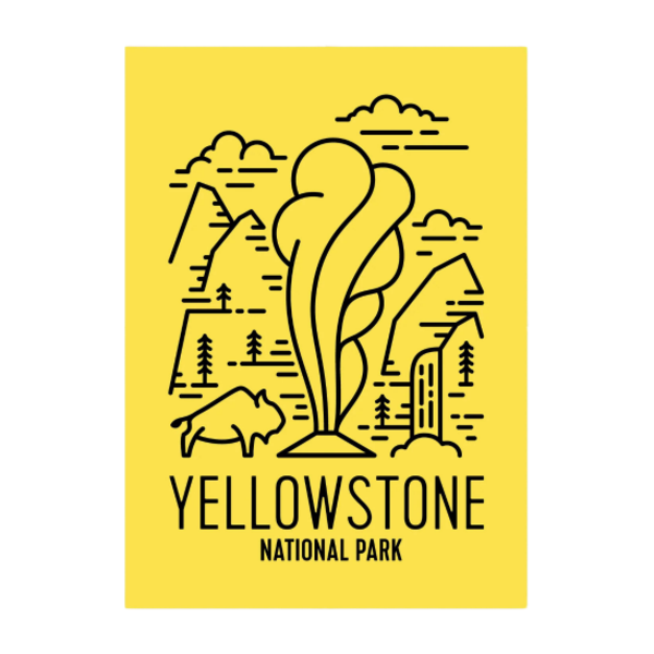 Yellowstone, Postcard, Fell